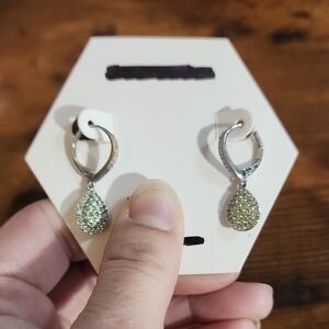 Simplicity Is Key Lab Created Light Green Quartz Rhodium Plating Teardrop